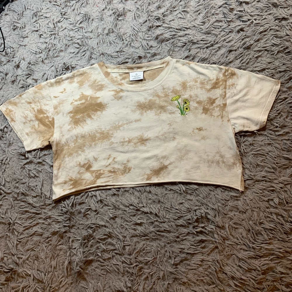 Empyre Kipsy Tan Tie Dye Crop T-Shirt sz M